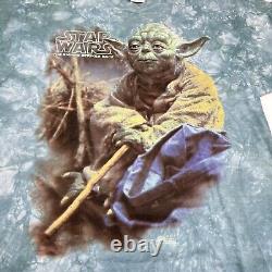 Vintage Star Wars Empire Strikes Back Yoda 1997 Made in USA Liquid Blue XL Shirt