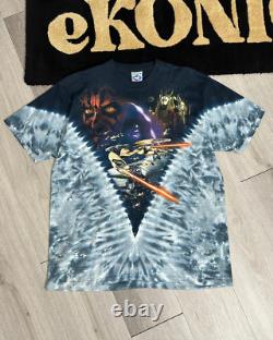 Vintage Star Wars Episode 1 The Phantom Menace Liquid Blue Tie-Dye T-Shirt XL