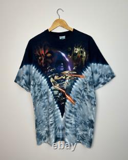 Vintage Star Wars Episode 1 The Phantom Menace Liquid Blue Tie-Dye T-Shirt XL