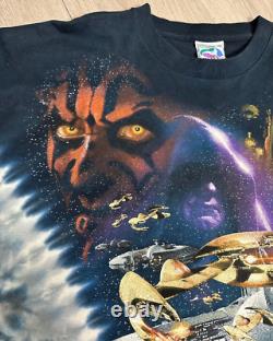 Vintage Star Wars Episode 1 The Phantom Menace Liquid Blue Tie-Dye T-Shirt XL