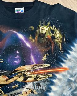 Vintage Star Wars Episode 1 The Phantom Menace Liquid Blue Tie-Dye T-Shirt XL