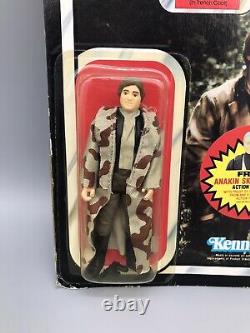 Vintage Star Wars Han Solo Trench Coat Camo Lapels ROTJ Kenner 77 Back MOC Rare