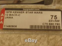Vintage Star Wars KENNER 1978 AFA 75/80/80 JAWA ANH 12 BACK-C MOC CLEAR BUBBLE