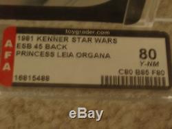 Vintage Star Wars KENNER 1981 AFA 80/85/80 PRINCESS LEIA ORGANA ESB 45 BACK MOC
