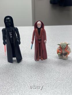 Vintage Star Wars Kenner Action Figure Lot Darth Vader Obi-Wan Yoda 1977-1983
