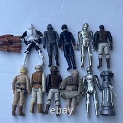Vintage Star Wars Kenner Lot 13 Figures Hong Kong Jawa Luke Death Star Droid