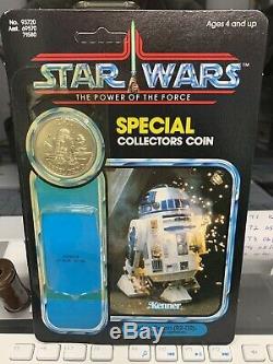 Vintage Star Wars POTF Pop Up R2 Coin Sealed On Unpunched Card Cardback Last 17