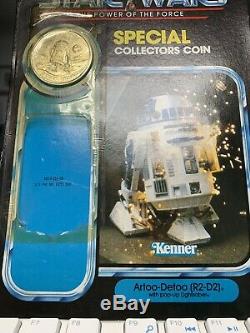 Vintage Star Wars POTF Pop Up R2 Coin Sealed On Unpunched Card Cardback Last 17