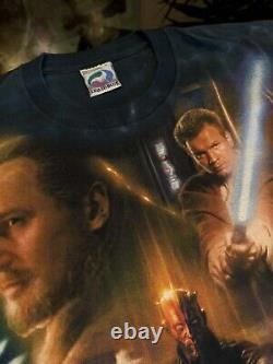 Vintage Star Wars Phantom Menace Liquid Blue Shirt Large Rare