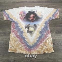 Vintage Star Wars Phantom Menace Shirt Mens XXL Tie Dye AOP Pod Racing Anikan