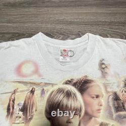 Vintage Star Wars Phantom Menace Shirt Mens XXL Tie Dye AOP Pod Racing Anikan