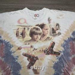 Vintage Star Wars Phantom Menace Shirt Mens XXL Tie Dye AOP Pod Racing Anikan