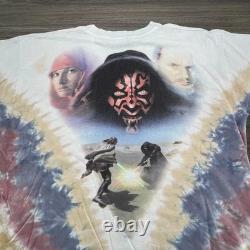 Vintage Star Wars Phantom Menace Shirt Mens XXL Tie Dye AOP Pod Racing Anikan
