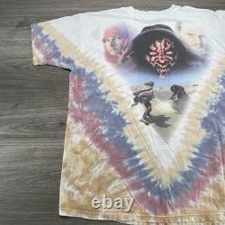 Vintage Star Wars Phantom Menace Shirt Mens XXL Tie Dye AOP Pod Racing Anikan