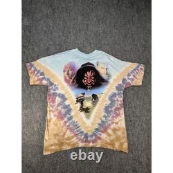 Vintage Star Wars Phantom Menace Tie Dye XXL T Shirt Episode 1 AOP Double Sided