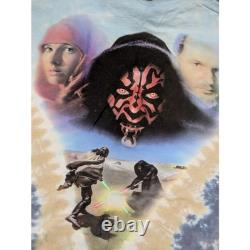 Vintage Star Wars Phantom Menace Tie Dye XXL T Shirt Episode 1 AOP Double Sided