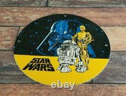 Vintage Star Wars Porcelain Darth Vader Graphic Movie Entertainment Ad Sign