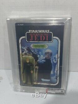 Vintage Star Wars ROTJ Jedi Knight Luke Skywalker 77 Back Unpunched AFA Grade 85