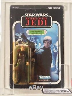 Vintage Star Wars ROTJ Luke Skywalker (Jedi Knight Outfit) MOC 77 Back. UKG 70