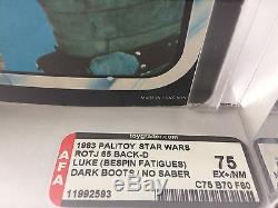 Vintage Star Wars Rotj Luke Bespin Dark Boots Pbp Afa 75 (75/70/80) Moc Rare