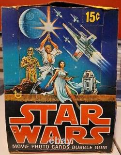 Vintage Star Wars Series 1 (Blue) Empty Display Box 1977 Topps & Bonus Wrapper