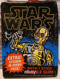 Vintage Star Wars Series 1 (Blue) Empty Display Box 1977 Topps & Bonus Wrapper