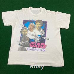 Vintage Star Wars Shirt Mens L White The Fantasy Continues Single Stitch 90s Tee
