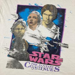 Vintage Star Wars Shirt Mens L White The Fantasy Continues Single Stitch 90s Tee