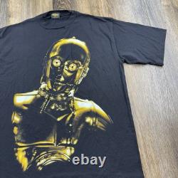 Vintage Star Wars Shirt Mens XL Black C3PO Changes Movie Promo 1995 USA 90s Tee