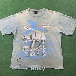 Vintage Star Wars Shirt Mens XL Blue 90S All Over Print Single Stitch USA Tee
