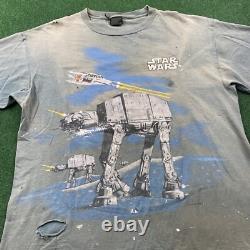 Vintage Star Wars Shirt Mens XL Blue 90S All Over Print Single Stitch USA Tee