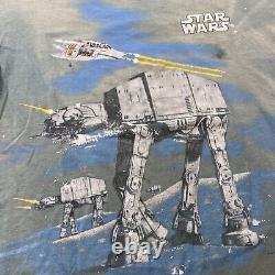 Vintage Star Wars Shirt Mens XL Blue 90S All Over Print Single Stitch USA Tee