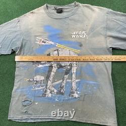 Vintage Star Wars Shirt Mens XL Blue 90S All Over Print Single Stitch USA Tee