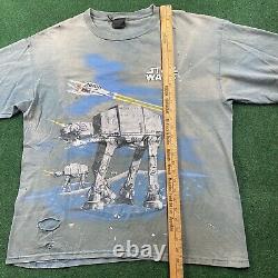 Vintage Star Wars Shirt Mens XL Blue 90S All Over Print Single Stitch USA Tee