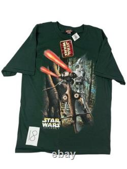 Vintage Star Wars T-Shirt Mens L Green Graphic Print Movie Promo Battle Droids