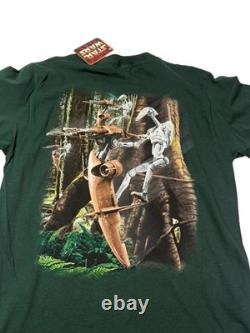 Vintage Star Wars T-Shirt Mens L Green Graphic Print Movie Promo Battle Droids