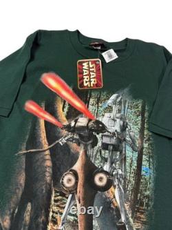 Vintage Star Wars T-Shirt Mens L Green Graphic Print Movie Promo Battle Droids