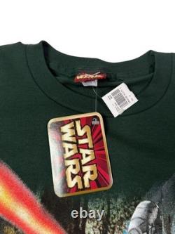 Vintage Star Wars T-Shirt Mens L Green Graphic Print Movie Promo Battle Droids