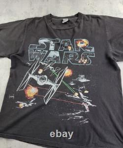 Vintage Star Wars T-shirt Black Faded 90s Changes Made In USA sz L