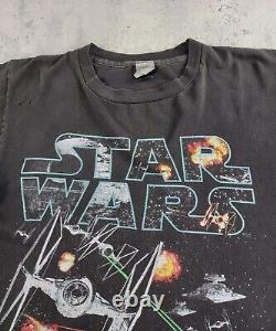 Vintage Star Wars T-shirt Black Faded 90s Changes Made In USA sz L