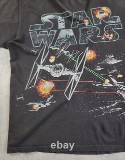 Vintage Star Wars T-shirt Black Faded 90s Changes Made In USA sz L