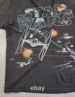 Vintage Star Wars T-shirt Black Faded 90s Changes Made In USA sz L