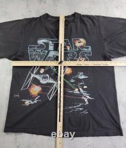 Vintage Star Wars T-shirt Black Faded 90s Changes Made In USA sz L