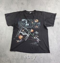 Vintage Star Wars T-shirt Black Faded 90s Changes Made In USA sz L