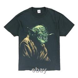 Vintage Star Wars Yoda T-Shirt Size XL Black Movie Promo 1995 90s