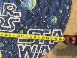 Vintage Star Wars quilted blanket with original trilogy characters and ships