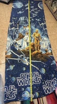 Vintage Star Wars quilted blanket with original trilogy characters and ships