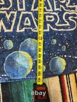 Vintage Star Wars quilted blanket with original trilogy characters and ships
