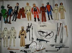 Vintage Star wars action figures, Lot of 87 fig with over 85 weapons/accessories