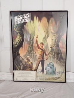 Vtg Star Wars Empire Strikes Back Movie Poster Signed By Hamill & Kenny Baker